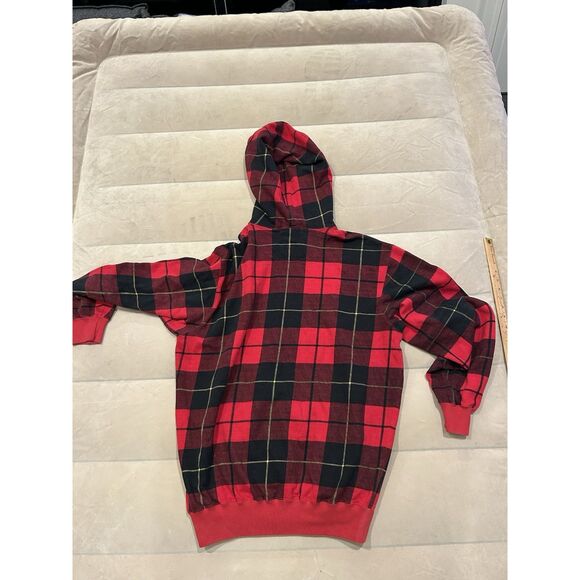 Vintage 90s Polo Sport Ralph Lauren Plaid Pattern Hoodie Rare RL Flag Spellout - Picture 6 of 6